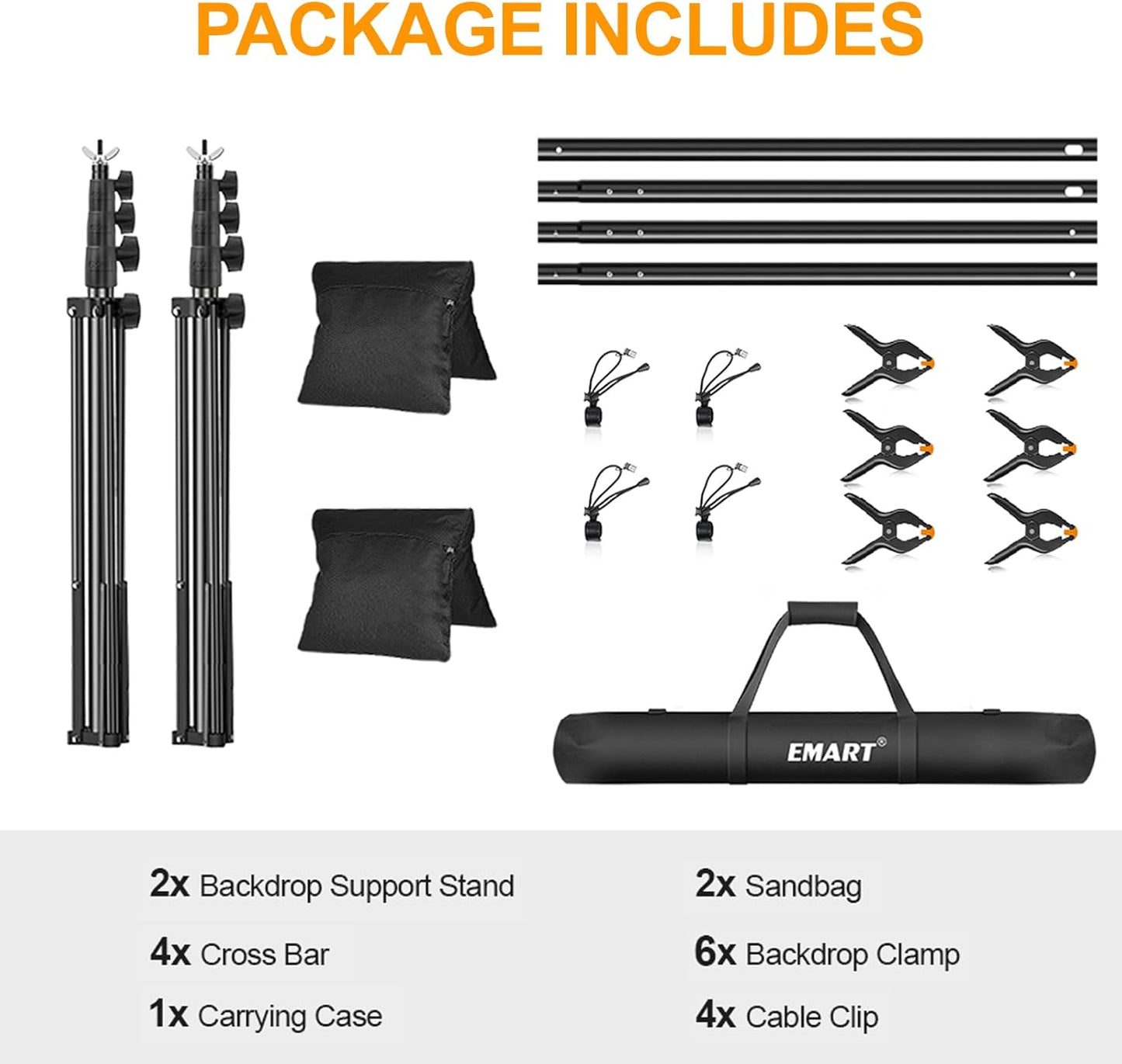 EMART Photo Backdrop Stand kit, 8.5 x 10 ft Back Drop Adjustable Frame for Photography, Photoshoot Banner Background Support Holder for Parties Dectoration
