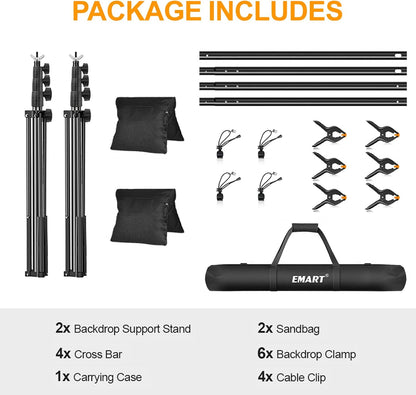 EMART Photo Backdrop Stand kit, 8.5 x 10 ft Back Drop Adjustable Frame for Photography, Photoshoot Banner Background Support Holder for Parties Dectoration