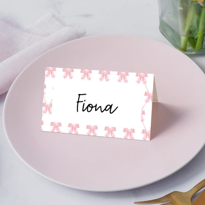 Gold Foil Border Place Cards, Set of 25 Tent Name Cards for Table Setting, Food Label for Wedding, Baby Shower, Birthday Dinner Party Supplies -010