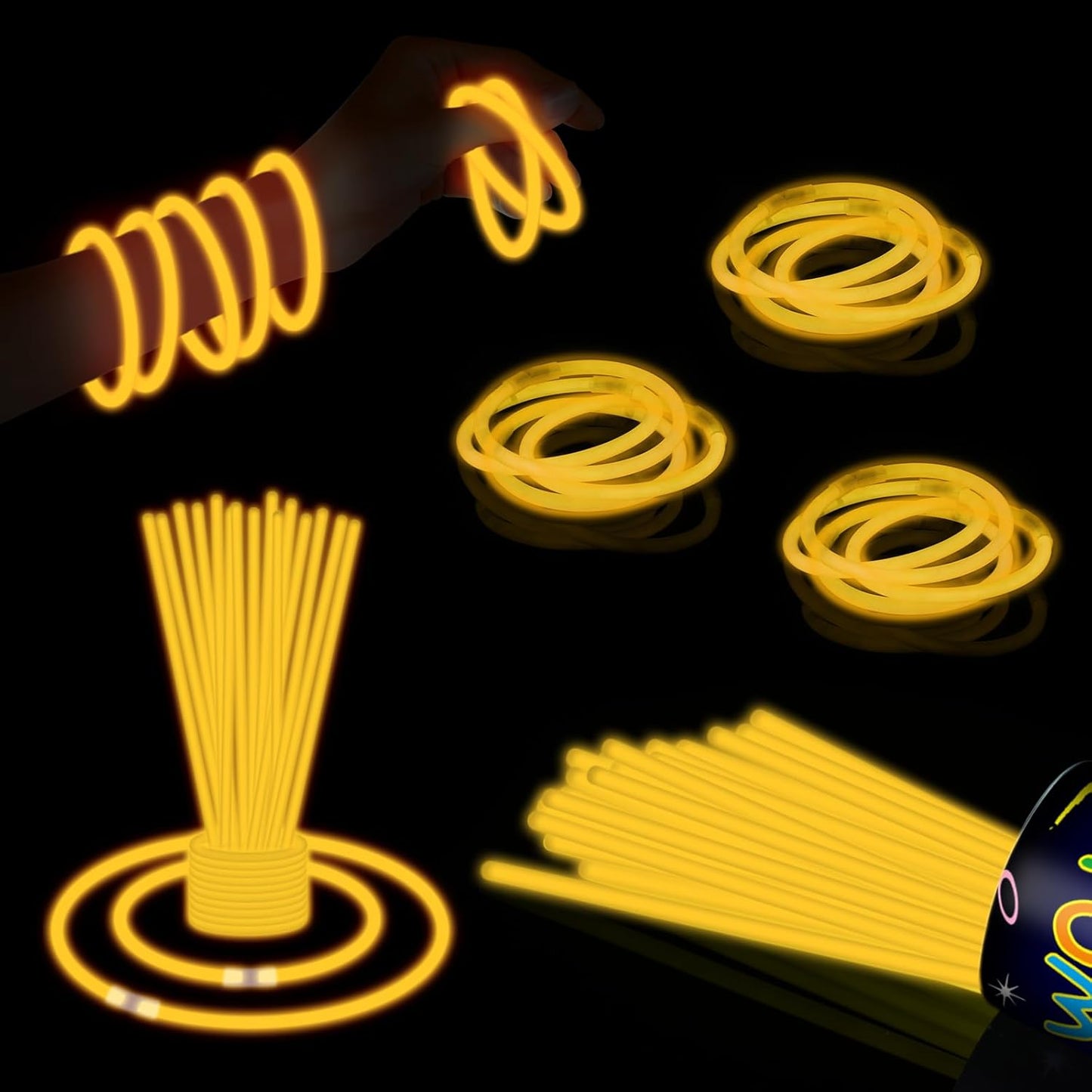 40 Pack 8” Red Glow Sticks Bracelet Necklaces Bulk with 40 Connectors Neon Glow In The Dark Party favors Supplies for Holiday Birthday Party Decoration (Red)