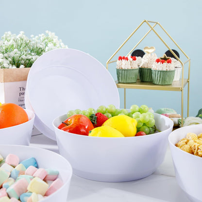 Hioasis 8 Pack Plastic Serving Bowls 128oz Gold Glitter Plastic Bowls Heavy Duty Disposable Serving Bowls for Party Snack & Salad & Candy & Bar Buffet