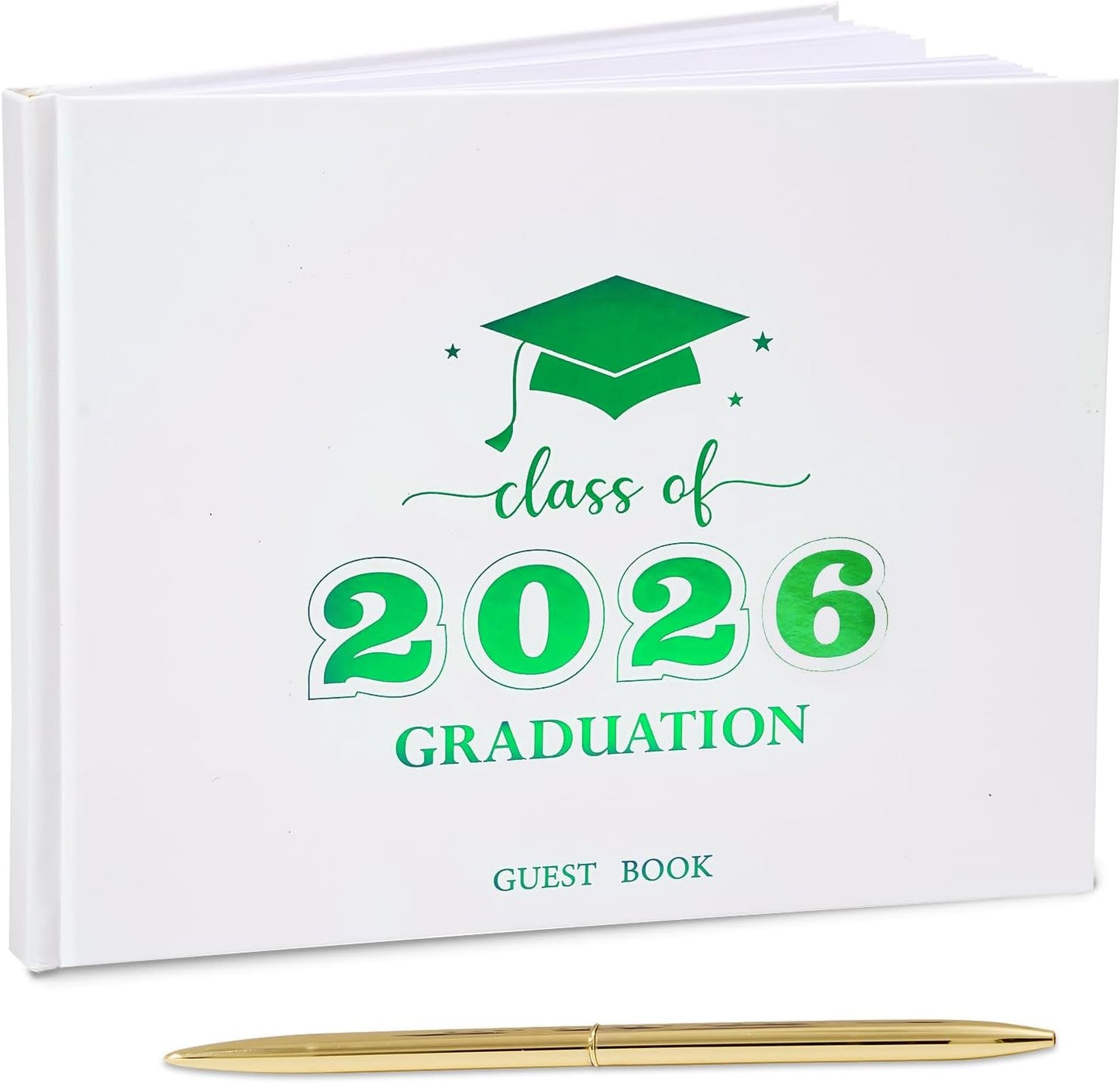 Graduation Guest Book, Class of 2026 Graduation Guest Book with Pen, Hardcover Guest Sign in Book, Memory Scrapbook, Graduation Decorations, Grad Party Supplies for High School，College (Blue)