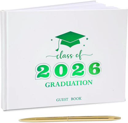 Graduation Guest Book, Class of 2026 Graduation Guest Book with Pen, Hardcover Guest Sign in Book, Memory Scrapbook, Graduation Decorations, Grad Party Supplies for High School，College (Blue)