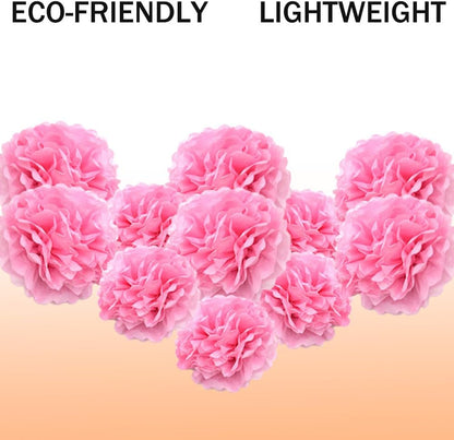 Yosawa 12 Pcs Tissue Paper Pom Poms Flowers,10''12''Paper Flower Party Decorations for Wedding Birthday Baby Shower Baby Girl Room Nursery Decoration（Sky Blue/ZH）