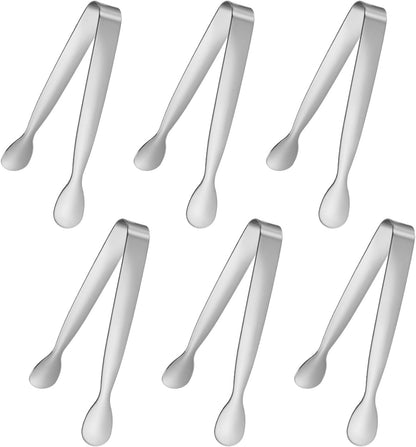 M METERXITY 12-Pack Mini Serving Tongs, 4.3 Inch 304 Stainless Steel Mini Sugar Cube Ice Tongs for Tea and Coffee Party/Outdoor Activities, Small U-shaped Metal Accessories [Colorful]