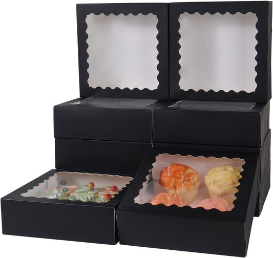 24 pcs12x12x3 Inch Bakery Boxes with Window, White 12 inch Cake Pastry large Pie Cookie Box for Dessert,strawberry,Chocolates Boxes