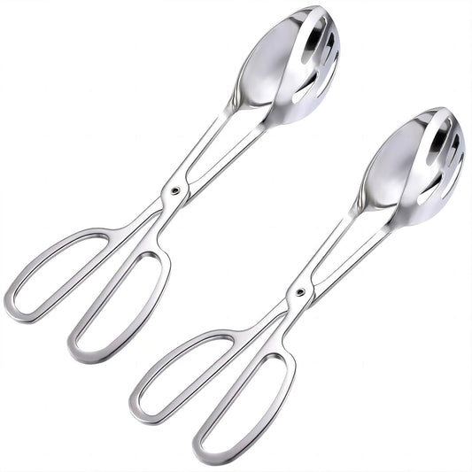 REDANT 2-Pack Metal Serving Tongs for Cooking - Scissor Handle Kitchen Tongs for Salad, Cake, Bread, Toaster & Steak - Buffet & Party Serving Utensils for Catering, Baking & Cooking (10 Inch)