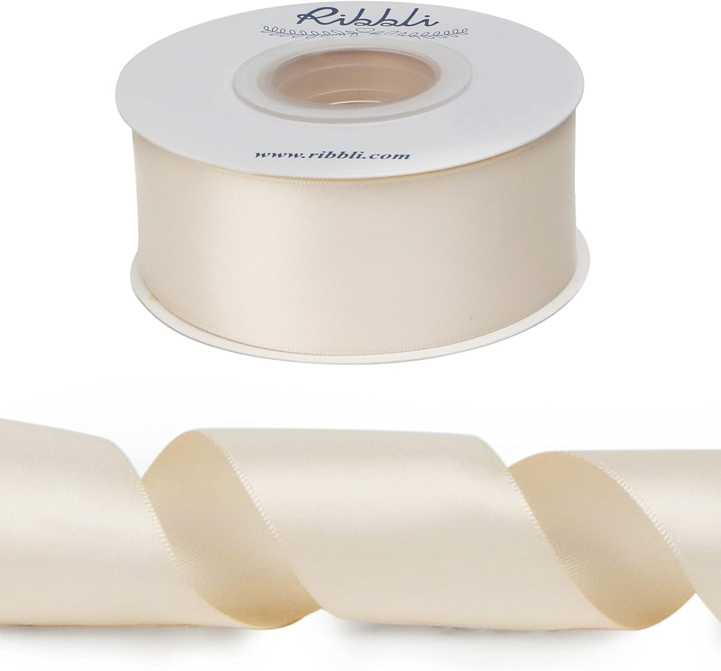 Ribbli Double Faced White Satin Ribbon,3/8” x Continuous 25 Yards,Fabric Ribbon use for Bows Bouquet,Gift Wrapping,Floral Arrangement