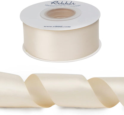 Ribbli Double Faced White Satin Ribbon,3/8” x Continuous 25 Yards,Fabric Ribbon use for Bows Bouquet,Gift Wrapping,Floral Arrangement