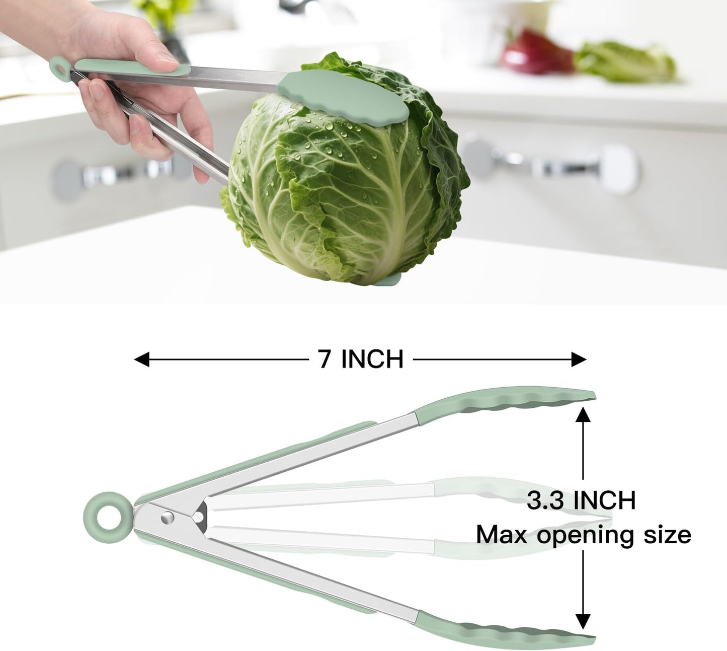 Hotec Mini Silicone Kitchen Tongs for Cooking - 7-Inch Small Serving Tongs with Silicone Tips, Set of 3 (Blue)