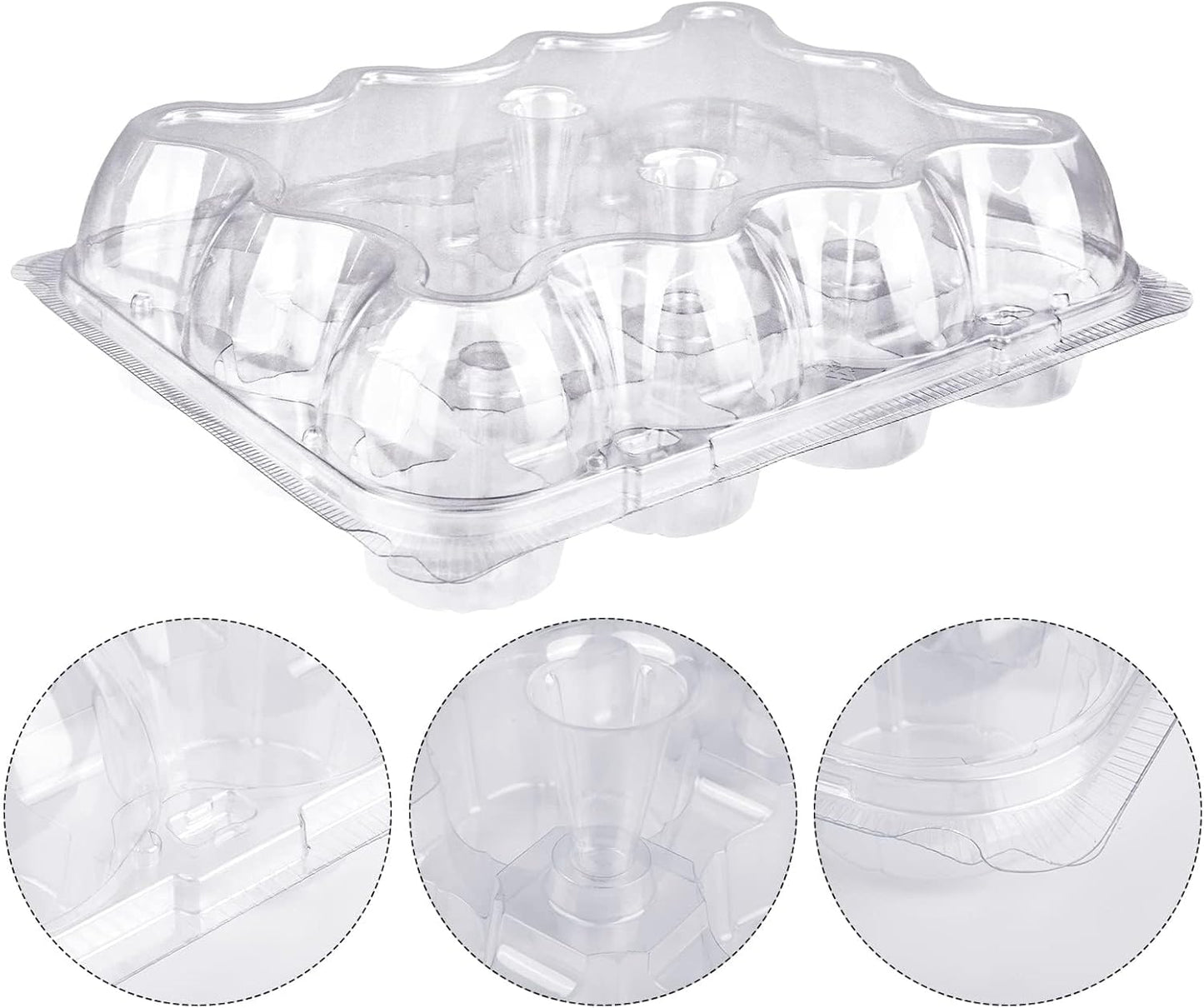 12 Counts x 15 Sets Cupcake Containers 12 Count Cupcake Boxes Plastic Cupcakes Carrier Holders for Clear Plastic Disposable Cupcakes Containers with Detachable Tall Lid