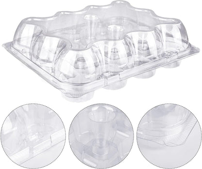 12 Counts x 15 Sets Cupcake Containers 12 Count Cupcake Boxes Plastic Cupcakes Carrier Holders for Clear Plastic Disposable Cupcakes Containers with Detachable Tall Lid