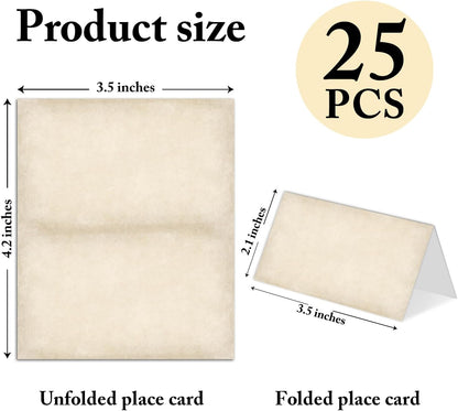 25 Pack Pink Plaid Bow Place Cards, Editable Name Cards for Table Setting, Tent Cards Food Label for Dinner Party, Bridal Shower, Wedding, Baby Shower and Events -T30