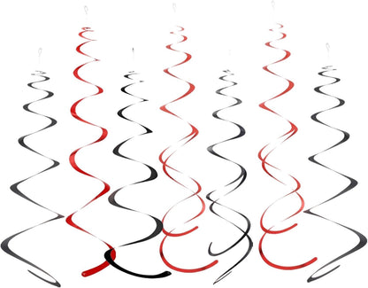 Easy Hang Spiral Ceiling Decorations - 12 Pack with Hooks, 74cm PVC Swirls for Instant Birthday, Wedding & Party Decor, Tool-Free Setup