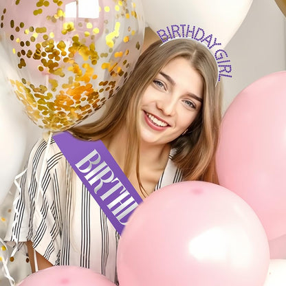 Birthday Sash & Crown for Women - Tiara Headband, Girls' Decorations Accessories