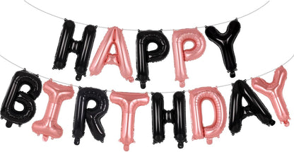 Happy Birthday Balloons Banner, Foil Balloon Personalized Name Letters Balloons Sign Birthday Party Decorations for Women Men Boys Girls Cream