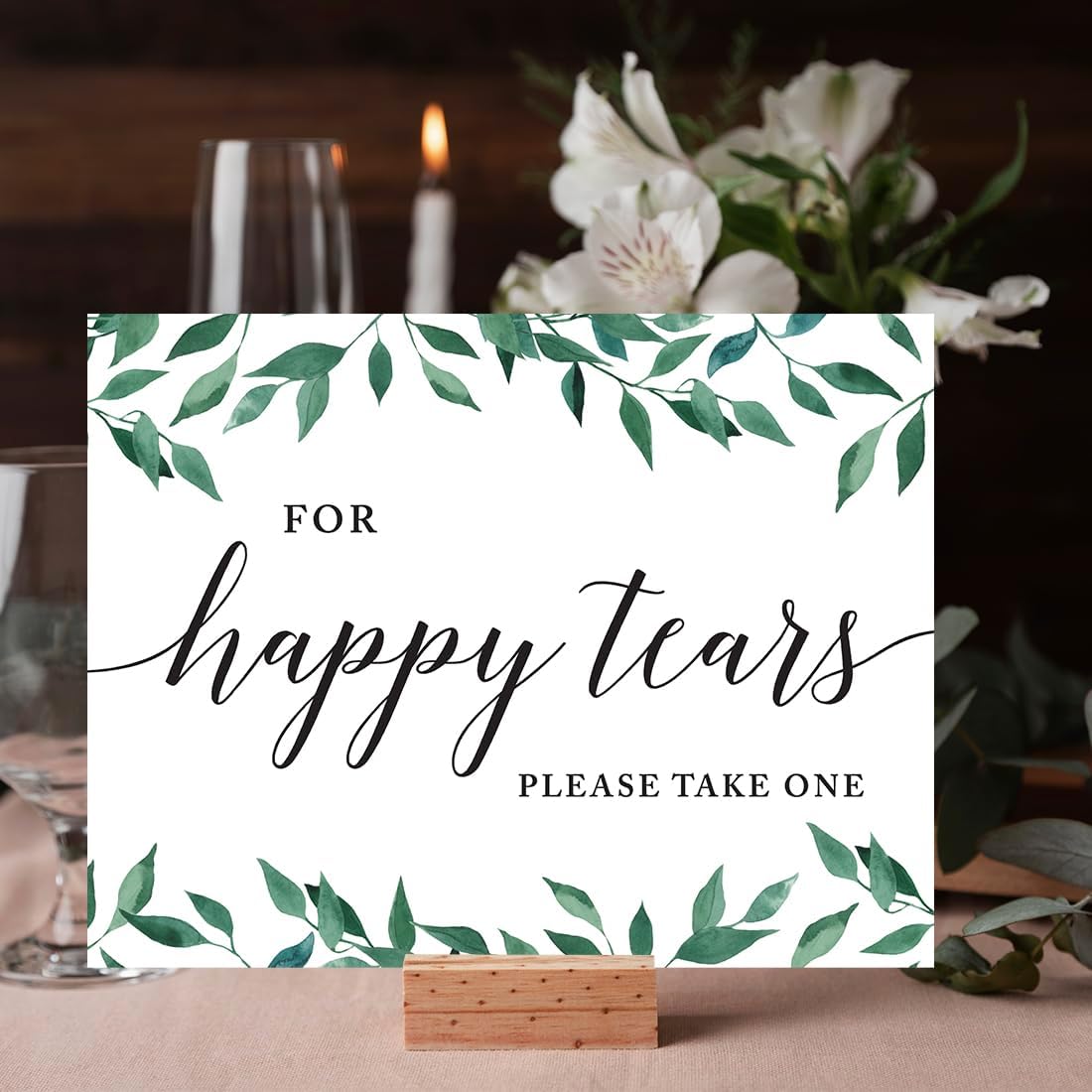 Andaz Press Wedding Party Signs, Natural Greenery Green Leaves, 8.5x11-inch, Bridal Shower Scavenger Hunt, 1-Pack - Colors D