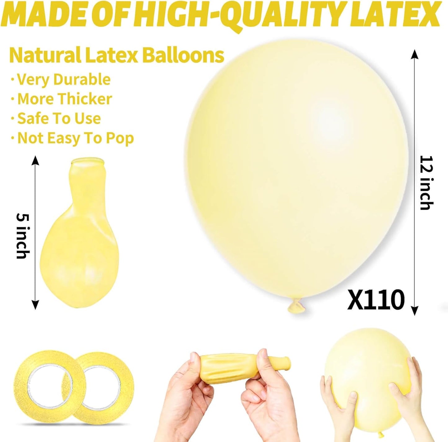 110pcs Black Balloon 12 inch, Black Latex Balloons for Birthday Party Baby Shower Wedding(with 2 Ribbons). - Colors A