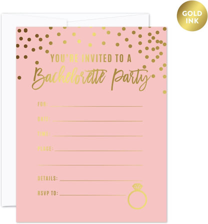 Andaz Press Blush Pink and Metallic Gold Confetti Polka Dots Bachelorette Party Bridal Shower Collection, Scavenger Hunt Game Cards, 20-Pack