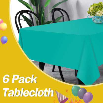 tujol Royal Blue 6 Pack Plastic Table Cloth 54" x 108", Disposable Tablecloths Rectangle Table Cover, Plastic Tablecloths for Parties