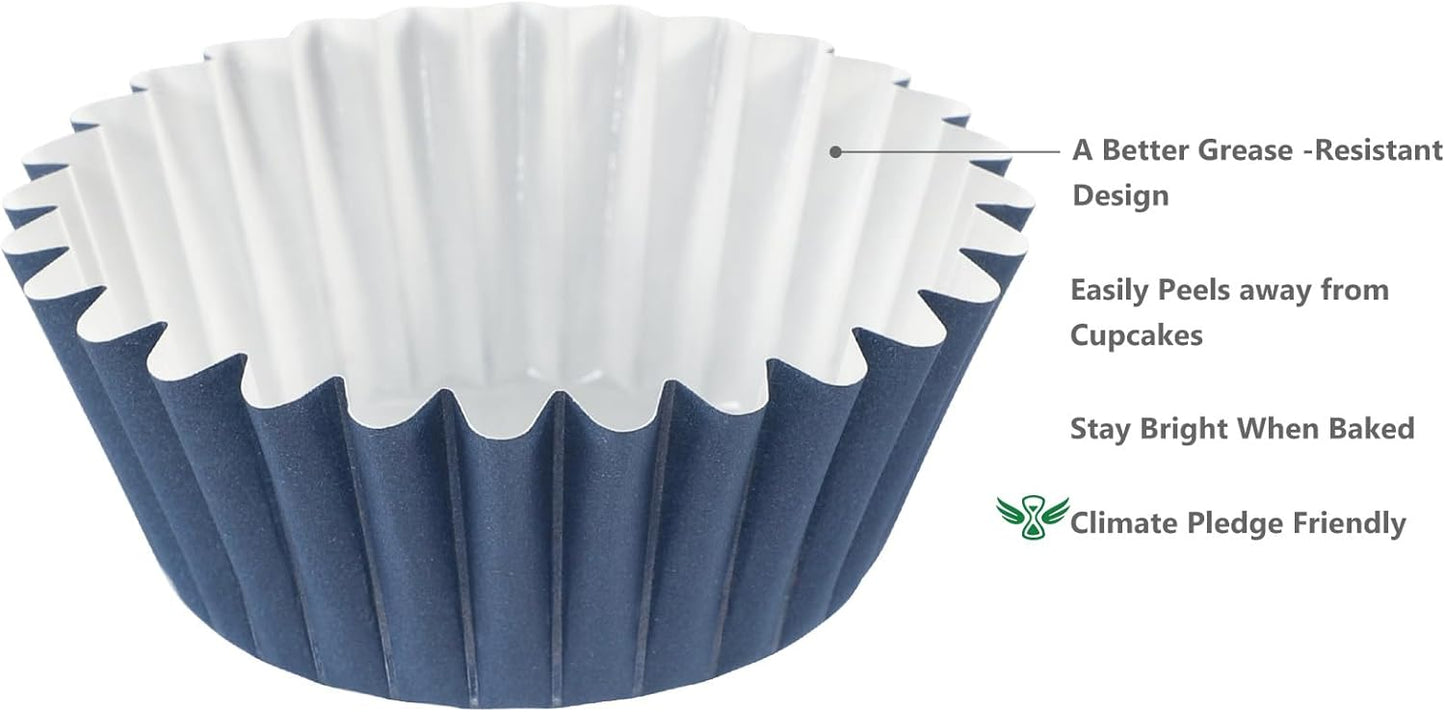 Caperci Heavy Duty Standard White Cupcake Liners 150 Counts - Grease-Resistant Paper Muffin Baking Cups, Odorless, No Muffin Pan Needed, Easily Peels (White)