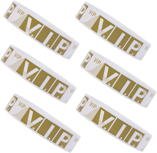 ONLYKXY 120pcs VIP Wristband Party Paper Wrist Straps 3/4" Tear-Resistant Waterproof Disposabl Wristbands for Events (Gold)