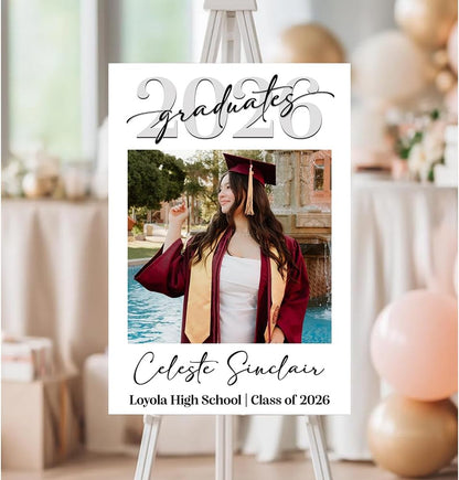 Graduation Party Welcome Sign, Custom Photo Grad Party Sign, Personalized High School & College University Grad Decoration #4