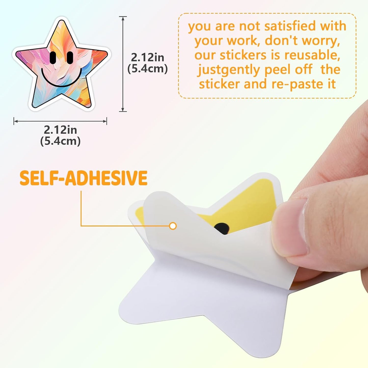 50PCS Smiling Stickers, Cute Water Bottle Stickers for Kids, for Teaching Rewards, Notebooks, Stationery, Luggage, Cartoon PVC Happy Stickers