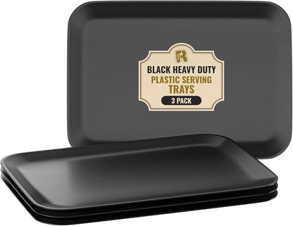 3 Pack Plastic Serving Trays for Party - Gold Serving Tray 8 x 11 Inch - Heavy Duty Dessert Trays for Food - Rectangular Party Serving Trays for Entertaining - Clear Cookie Platters