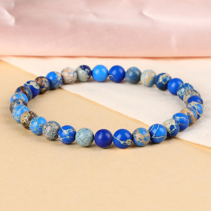 LPBeads Handmade Natural Gemstone Stretch Elastic Bracelet Healing Crystal Round Stone Beads Jewelry Gifts for Women Men