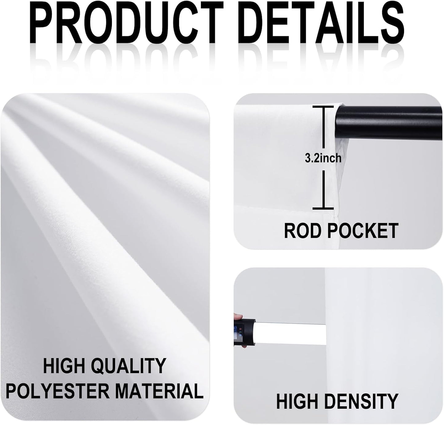 GFCC 8FTX10FT White Backdrop Background for Photography Photo Booth Backdrop for Photoshoot Background Screen Video Recording Parties Curtain
