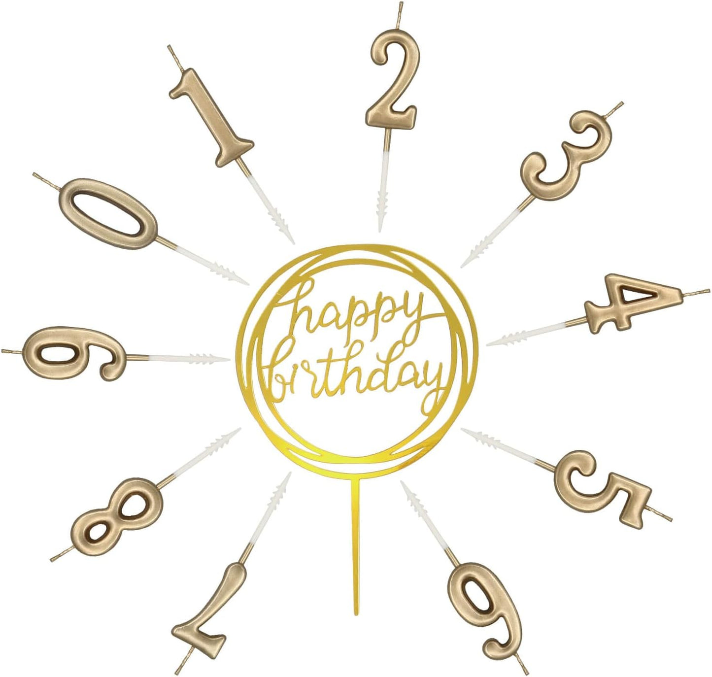 10-Piece Number Birthday Candles - Glitter Cake Toppers for Birthday & Wedding Parties