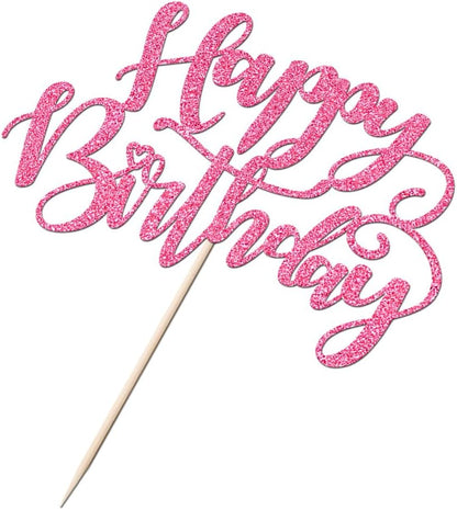 Handmade Glitter Happy Birthday Cake Topper,Birthday Party Cake Decorations, Anniversary/Birthday Party Decoration Supplies (Rainbow)