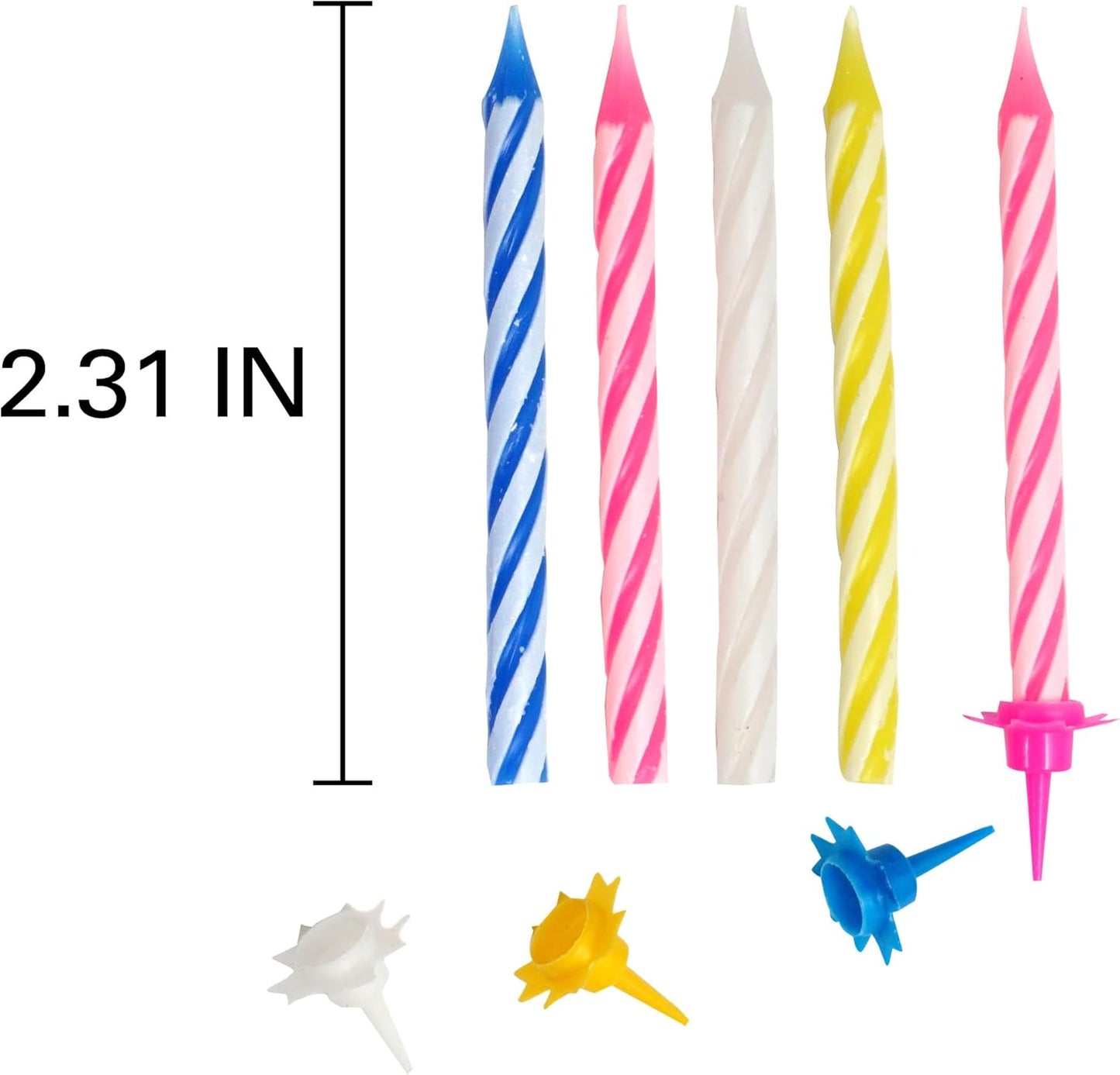 72-Count Birthday Candles Multicolored Spiral, Birthday Candles for Cake, Cupcake Candles, Party Celebration