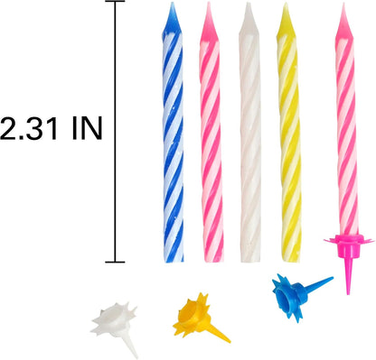 72-Count Birthday Candles Multicolored Spiral, Birthday Candles for Cake, Cupcake Candles, Party Celebration