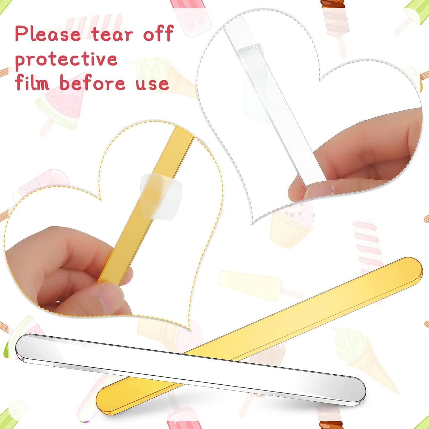 30 Pieces Acrylic Sticks Reusable Cakesicle Cake Pop Mold Mirror Ice Pop Sticks Ice Cream Cakesicle Mold for Home Cake Candy Gifts Party Craft