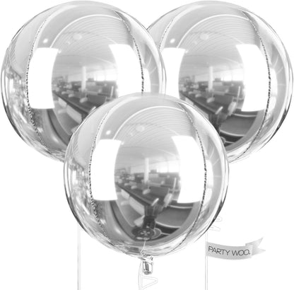 PartyWoo Metallic Gold Foil Balloons 20pcs Different Sizes Pack of 22 15 10 Inch Large Round Foil 4D Inflatable Mirror Ball Mylar Balloons for Graduation Birthday Baby Shower Party Decorations