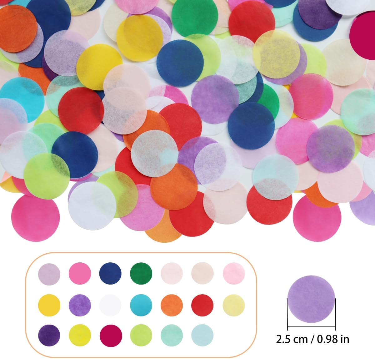 10000 Pieces 1 Inch Round Tissue Paper Confetti, 3.5 oz Multicolor Round Tissue Confetti, for Weddings, Anniversaries, Arts Craft DIY Scrapbooking