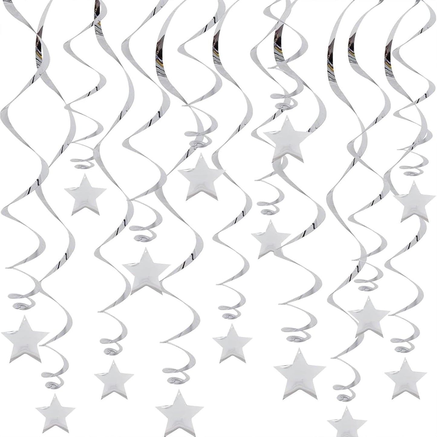 Gold Twinkle Stars Hanging Swirls Decorations Ceiling Swirl Foil Decoration Hanging Gold Party Supplies for Birthday Baby Shower Wedding, 32 pcs