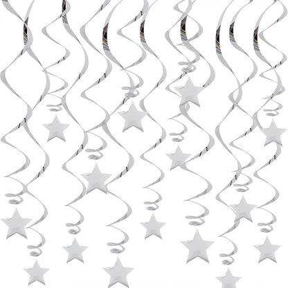 Gold Twinkle Stars Hanging Swirls Decorations Ceiling Swirl Foil Decoration Hanging Gold Party Supplies for Birthday Baby Shower Wedding, 32 pcs