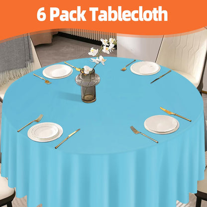 tujol Royal Blue 6 Pack Plastic Table Cloth 54" x 108", Disposable Tablecloths Rectangle Table Cover, Plastic Tablecloths for Parties