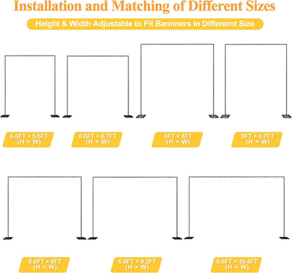 Putros Heavy Duty Backdrop Stand 8ft x 8ft Gold Pipe and Drape Kit Adjustable Metal Backdrop Sand for Wedding Photobooth Exhibition Decoration