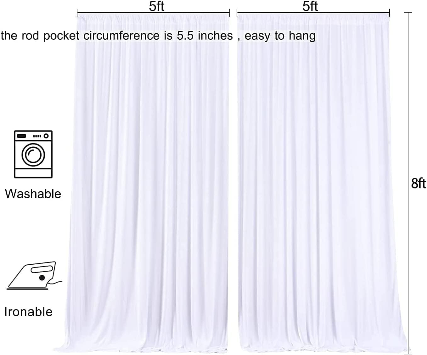 10ftx10ft Black Backdrop Curtains for Weddings Parties, Wrinkle Free 2 Panels Silky Polyester Photo Backdrop Drapes Back Drop Cloth Drapery for Birthday Mother'sDay Photography Background