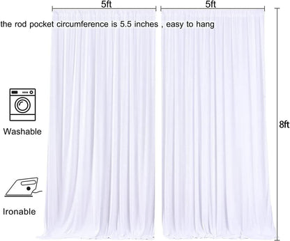 10ftx10ft Black Backdrop Curtains for Weddings Parties, Wrinkle Free 2 Panels Silky Polyester Photo Backdrop Drapes Back Drop Cloth Drapery for Birthday Mother'sDay Photography Background