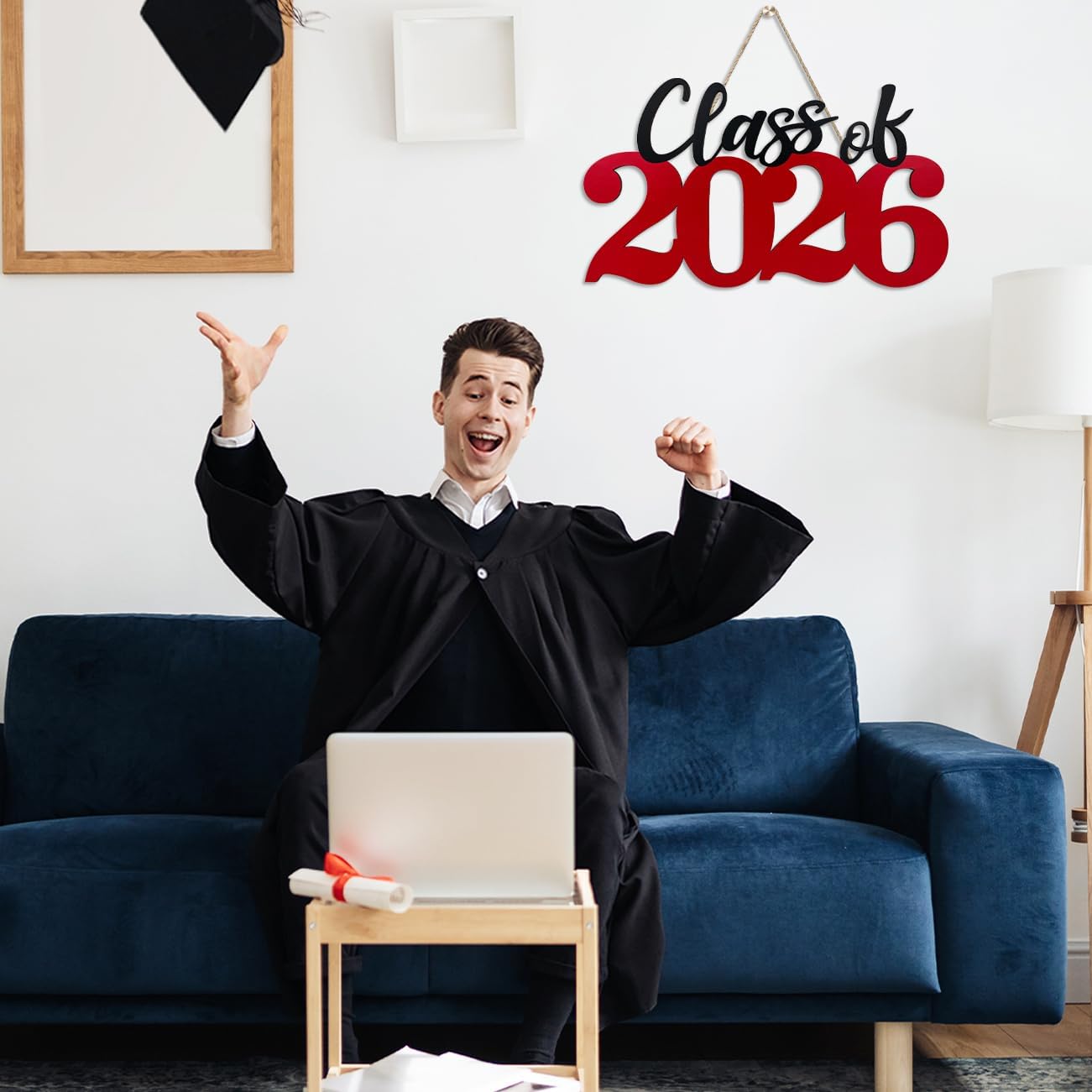 Class of 2026 Wooden Sign Graduation Party Decorations 2026 White Graduation Photo Booth Prop Senior2026 Sign for High School College Party