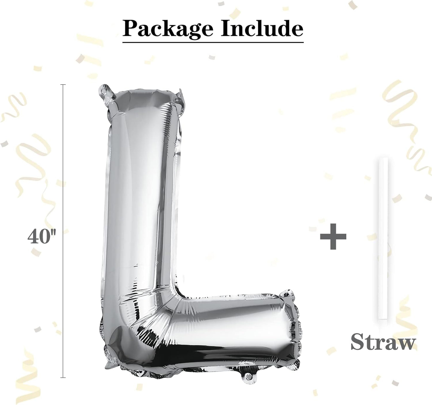 40 inch Silver Letter A Balloon, Big Size Alphabet Foil Mylar Helium Balloons for Birthday Party Celebration Wedding Anniversary Baby Shower Decorations Supplies Alphabet A