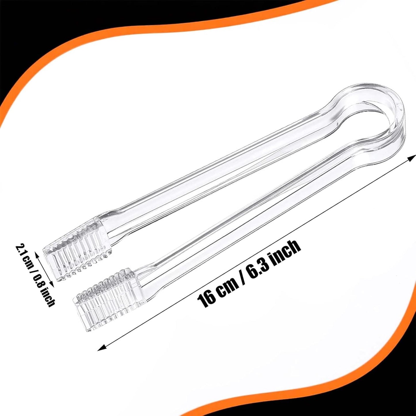 10 Pieces Plastic Serving Tongs for Buffet, Mini Disposable Tongs for Serving Food, Small Catering Tong for Appetizers Ice Barbecue Cookies Sandwich Brunch Party Decorations, 6 inch, Clear