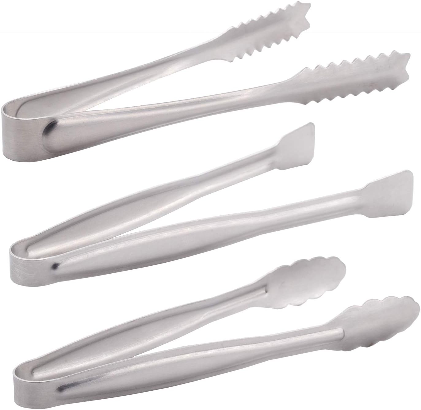 HINMAY Gold Plated Mini Serving Tongs Set 6-Inch Appetizers Tongs Stainless Steel Small Sugar Cube Tongs Ice Tongs, Set of 6