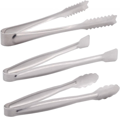HINMAY Gold Plated Mini Serving Tongs Set 6-Inch Appetizers Tongs Stainless Steel Small Sugar Cube Tongs Ice Tongs, Set of 6