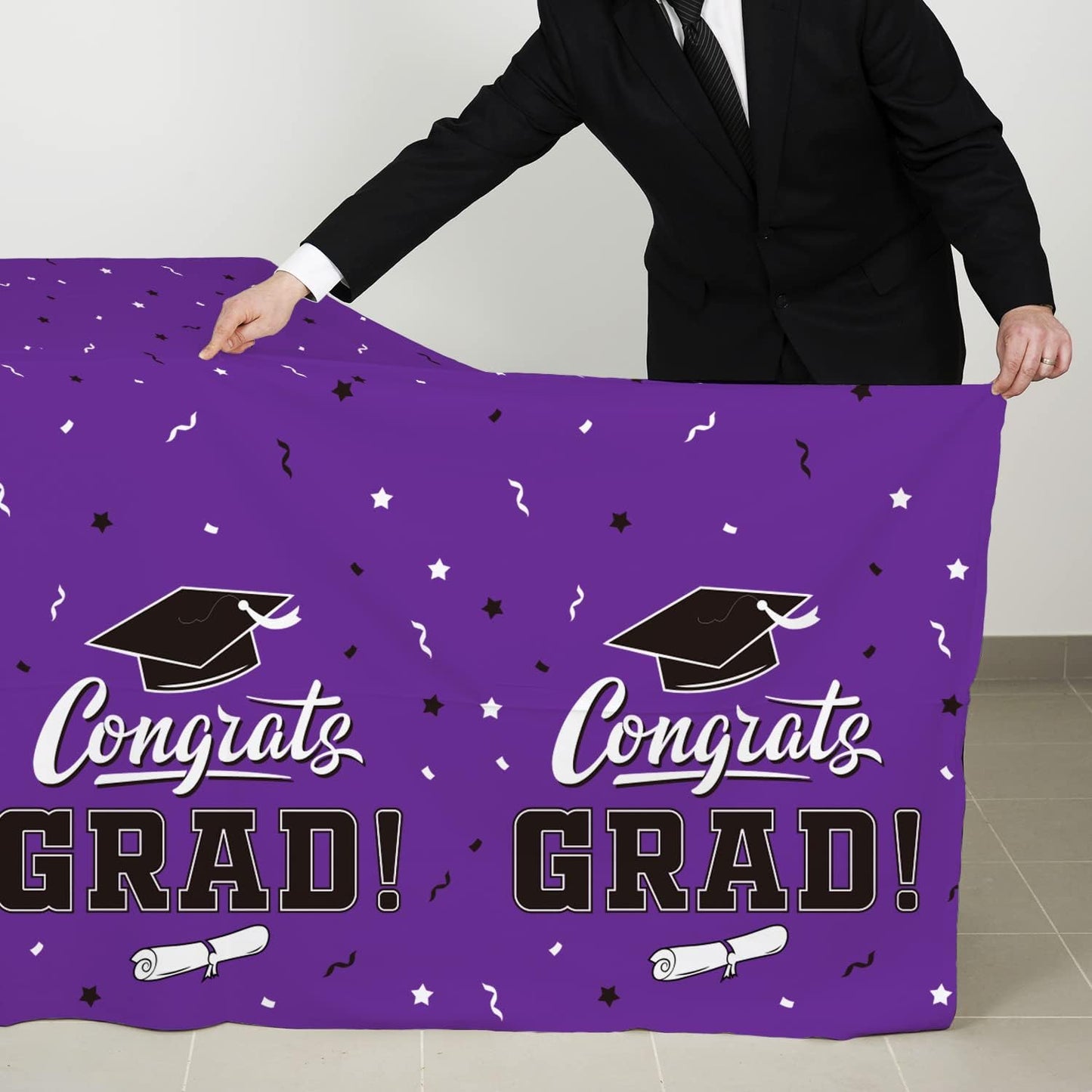Gatherfun Graduation Party Decorations, Gongrats Grad Tablecover for Graduation Party Supplies, 3 pcs Green Table Cloths, 54"x108"